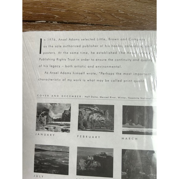 ANSEL ADAMS NEW SEALED‎ 1999 Wall Calendar 13 x 10.5, 13 Prints - Picture 4 of 4